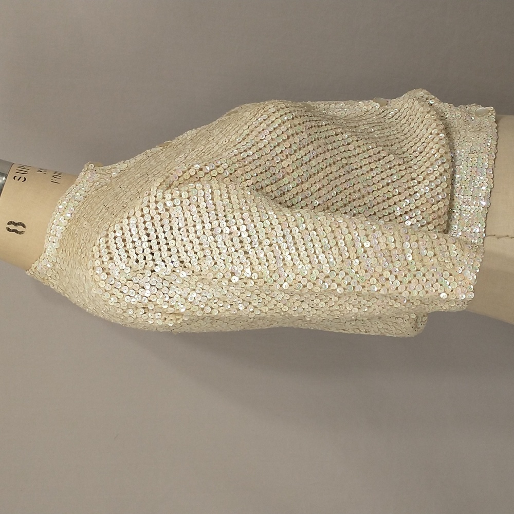 Vintage Sequin Cardigan Sweater 50s or Earlier Made In Italy Cream Iridescent - Picture 4 of 14